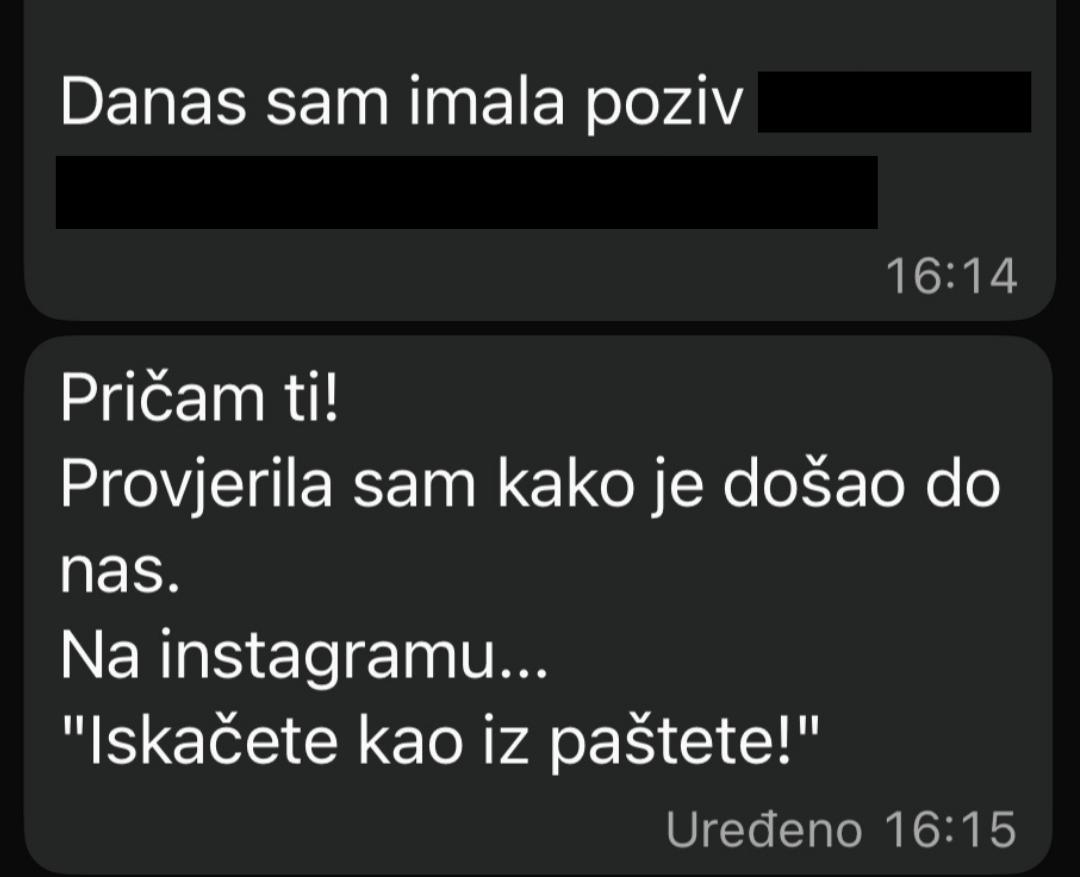 Recenzija klijenta — upit pristigao preko Instagrama